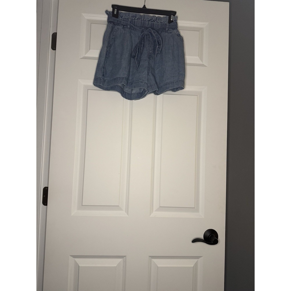 American Eagle Paperbag Shorts W Belt Chambray Blue XS
